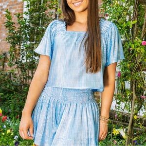 Queen of Sparkles Ribbed Flutter Top